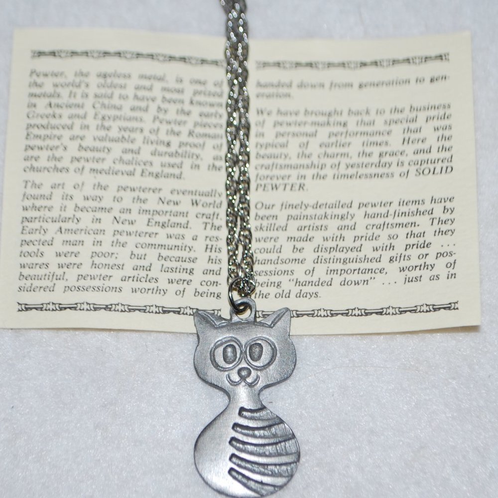 Solid Pewter Cat Necklace - image 2